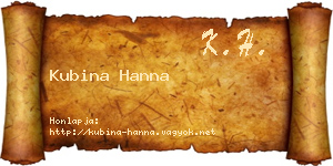 Kubina Hanna névjegykártya